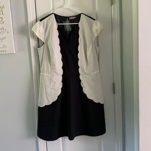 Eshakti black and Creme Scalloped dress size 2X-22W fit and flare midi